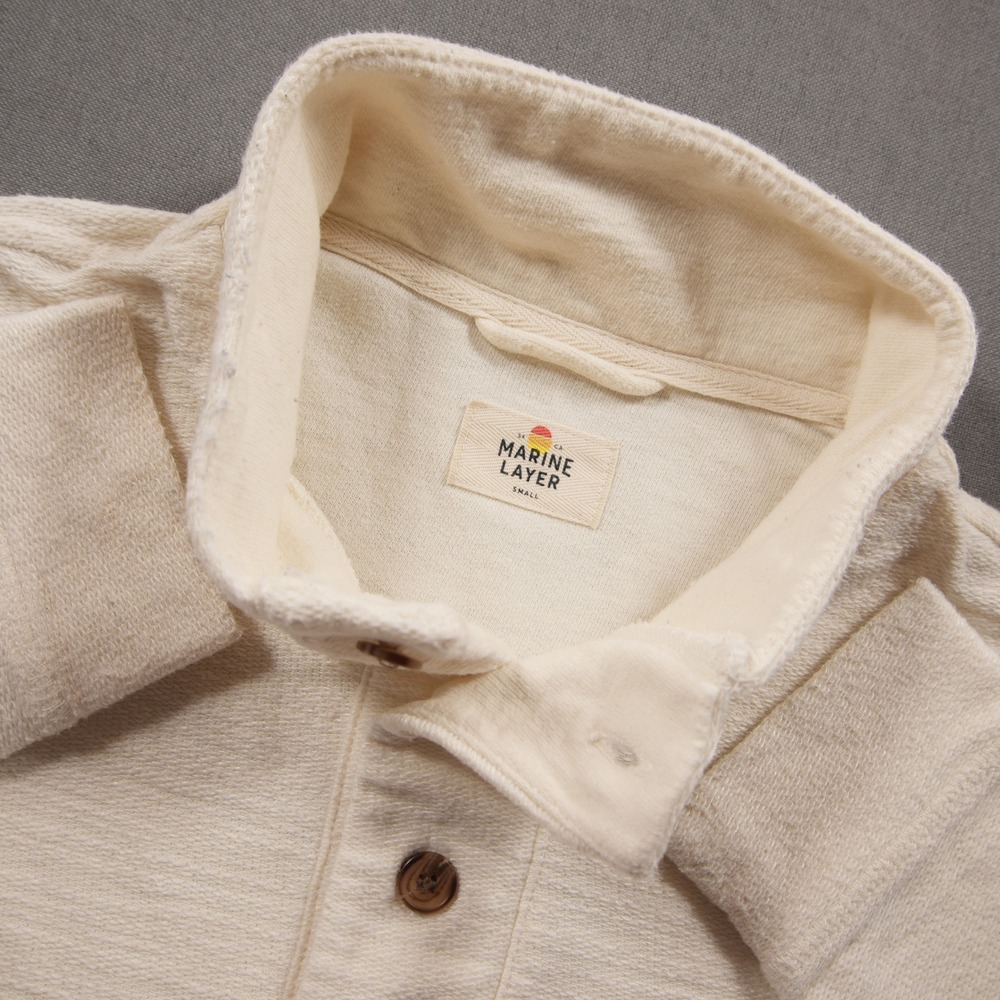 Marine Layer Textured Slub 1/4 Button Men Pullover S Prep Surf Coastal Nautical